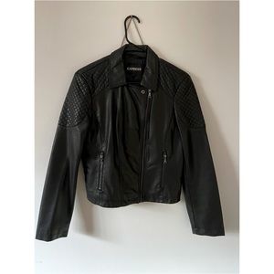 Vegan Leather Moto Jacket - Medium